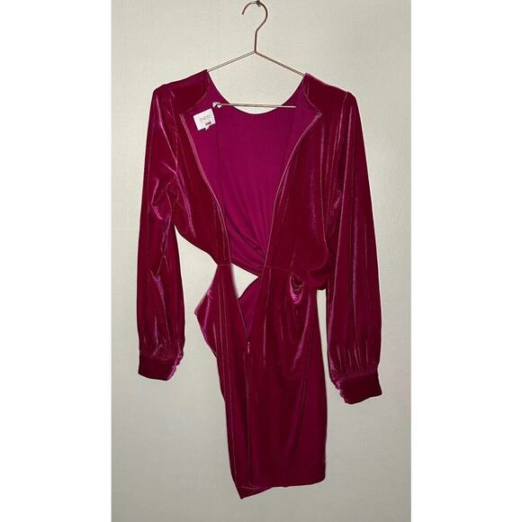 One33 Social Womens Dress Size 6 Pink Vanessa Draped Velvet Cut Out Crossover - Picture 8 of 13